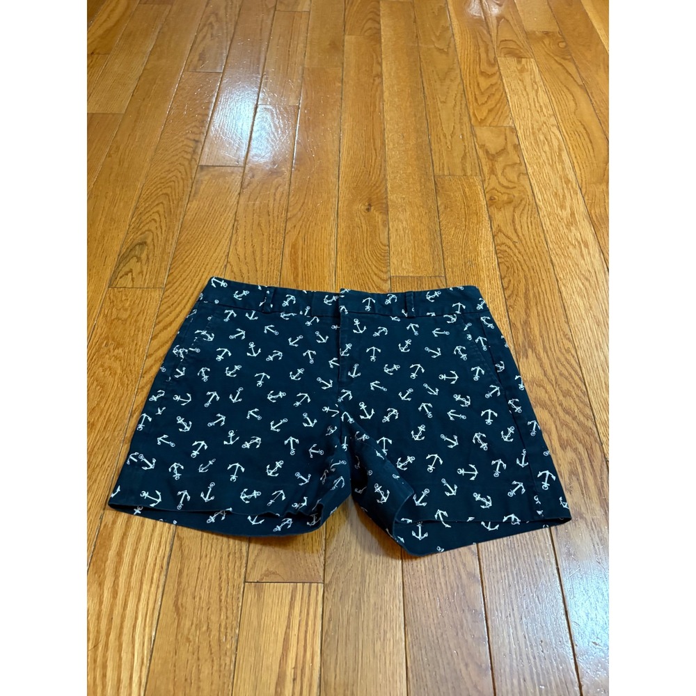 Banana Republic Hampton Fit Anchor‎ Print Shorts Navy Blue White Size 6 Nautical